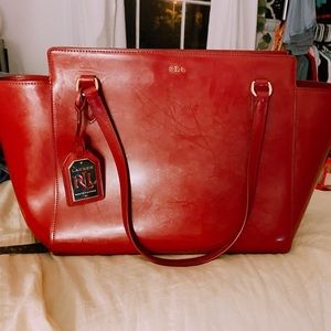 Ralph Lauren Newbury Double Large Red Satchel